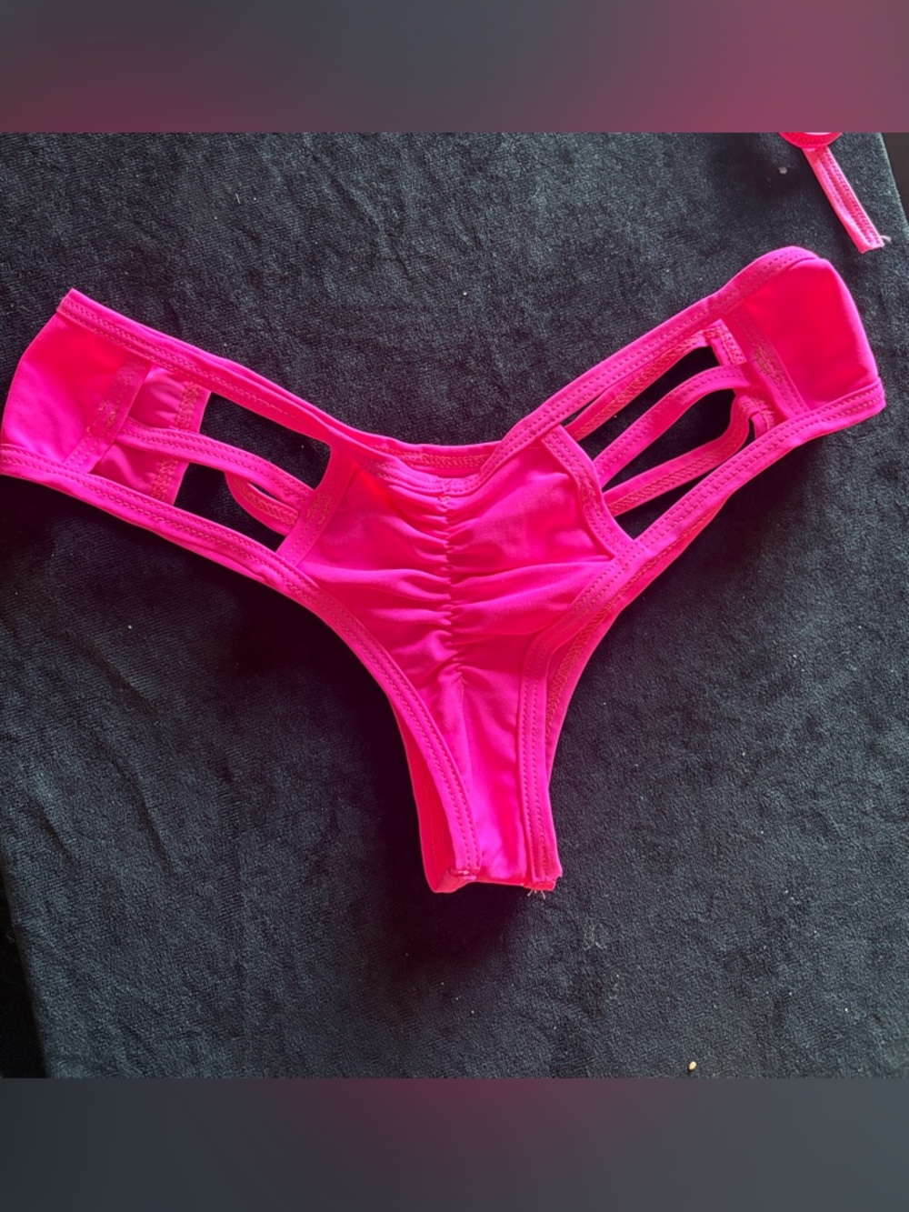 Hot Pink Chain Accent Bikini Set - Picture 2 of 2